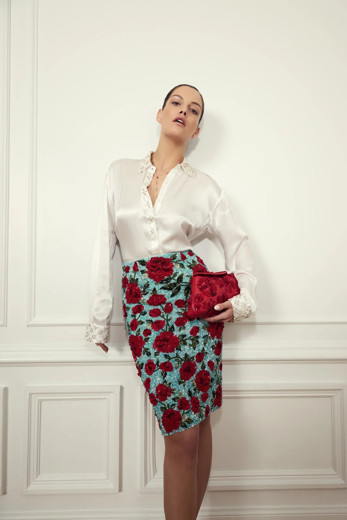 La Fuori Crimson Rose Skirt