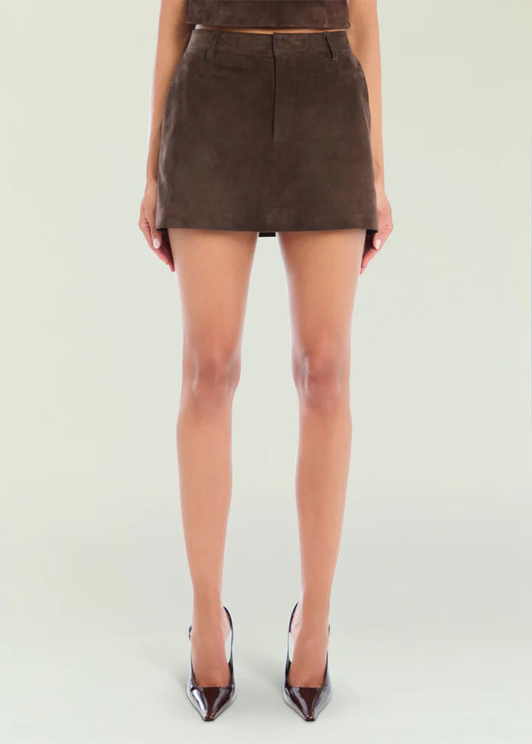 Seroya Torrance Suede Mini Skirt | Tobbaco