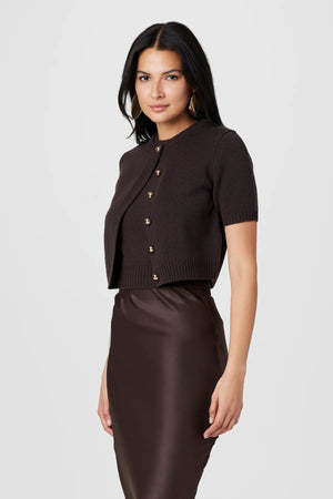 Toccin Pippa Short Sleeve Cardigan | Espresso