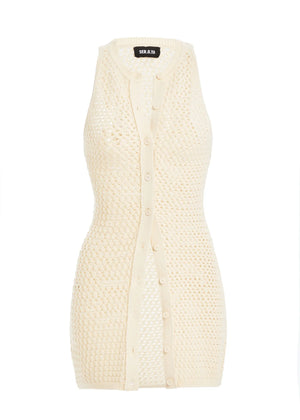 Seroya Tilli Knit Crochet Vest | Cream