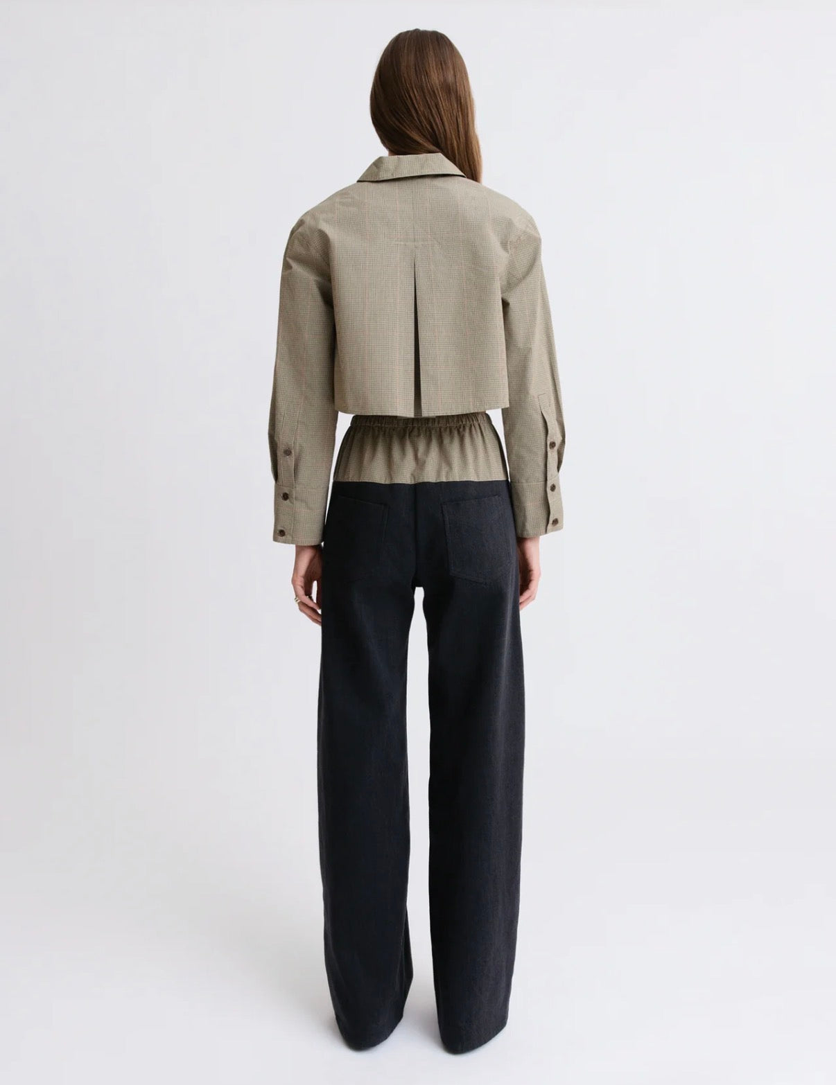 Drawstring Black Denim Combo Pant
