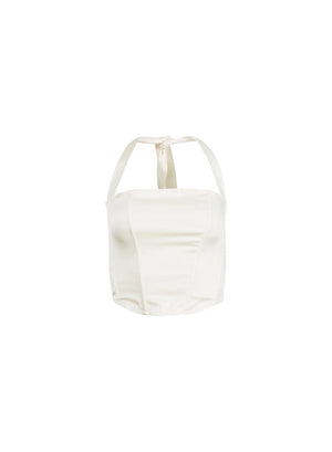 Fleur Du Mal Vanilla Satin Halter Corset Top