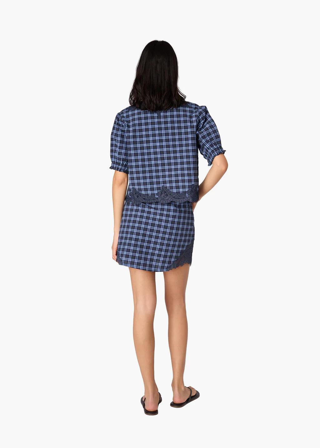 Junie Cotton Top | Navy Plaid