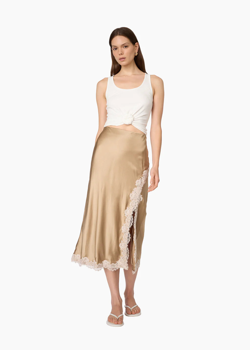 Yasmeen Rib Knit Top | White
