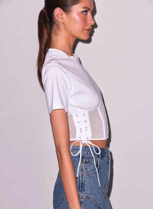 Fleur Du Mal Sabrina Corset T-Shirt | Ivory