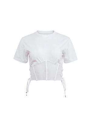 Fleur Du Mal Sabrina Corset T-Shirt | Ivory