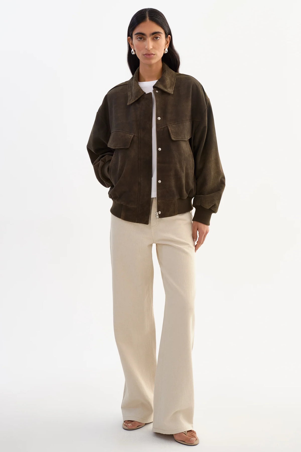The Trevanna Suede Bomber Jacket | Brown