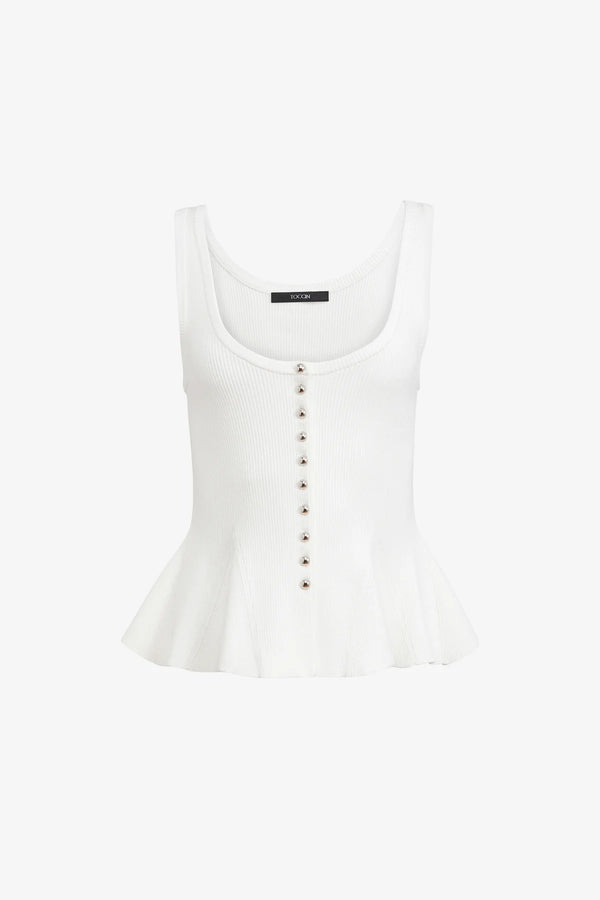 Toccin Eden Button - Front Fit and Flare Top | Optic