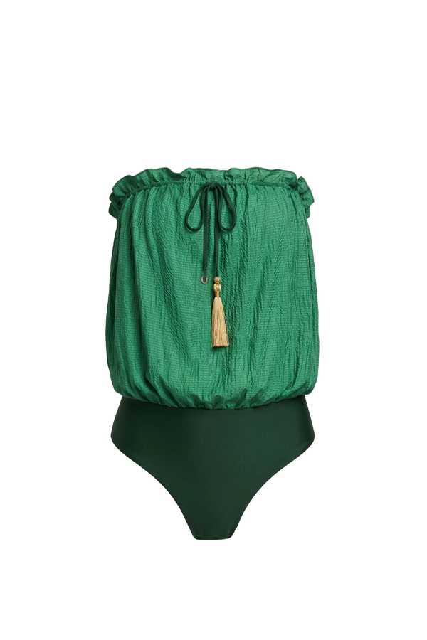 Hanne Bandeu Silk Bodysuit | Green