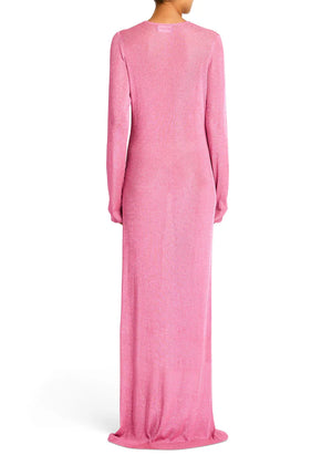Seroya Carmel Metallic Knit Maxi Dress | Bubblegum Pink