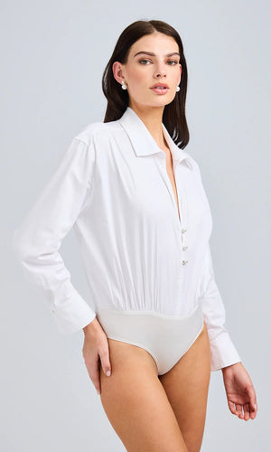 Generation Love Lucia Poplin Bodysuit | White