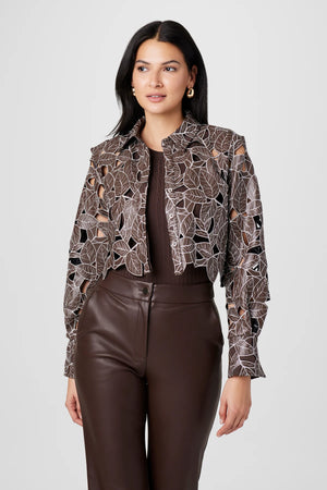 Toccin The Beatrix Lace Vegan Leather Top