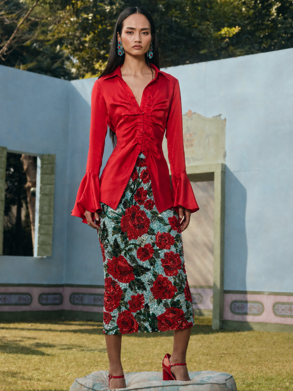 La Fuori Crimson Rose Skirt