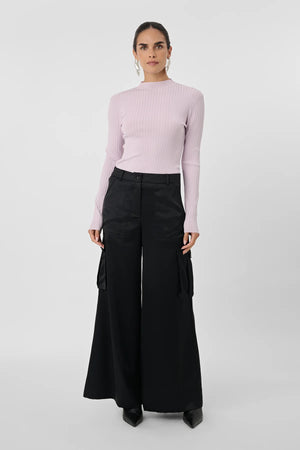 Toccin Maia Slik Satin Cargo Pants | Black