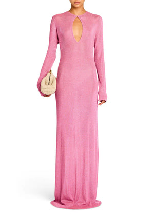 Seroya Carmel Metallic Knit Maxi Dress | Bubblegum Pink