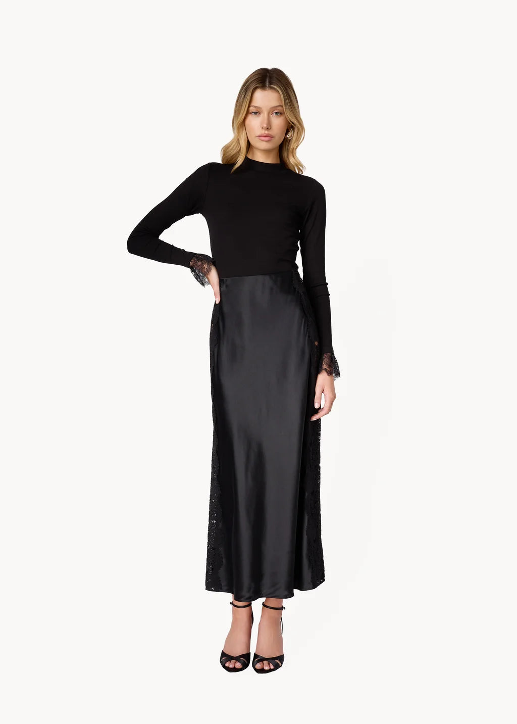 Darcel Silk Maxi Skirt | Black