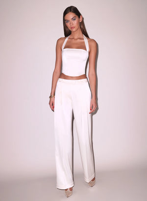 Fleur Du Mal Vanilla Satin Halter Corset Top