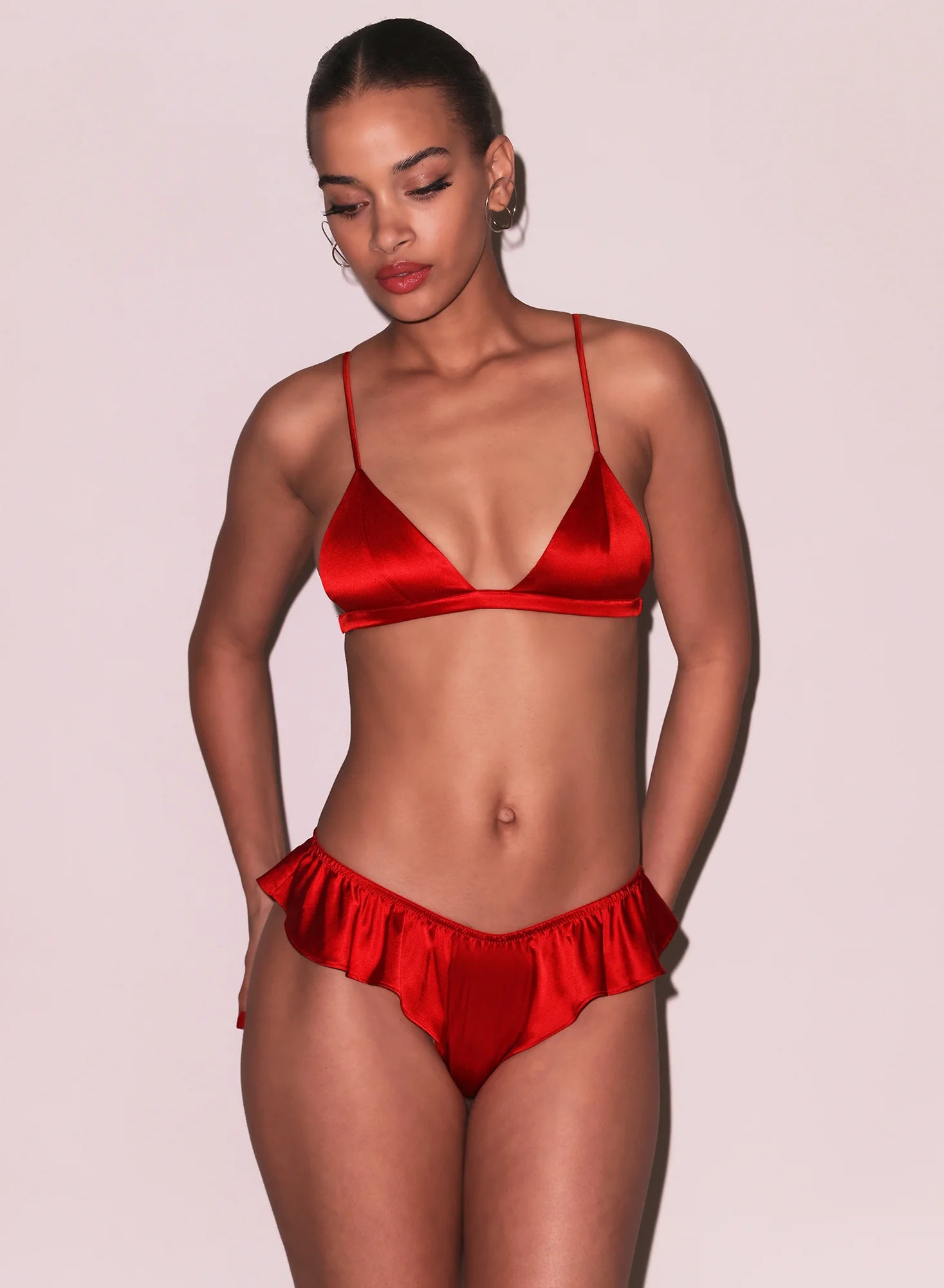 Molded Luxe Triangle Bra | Red