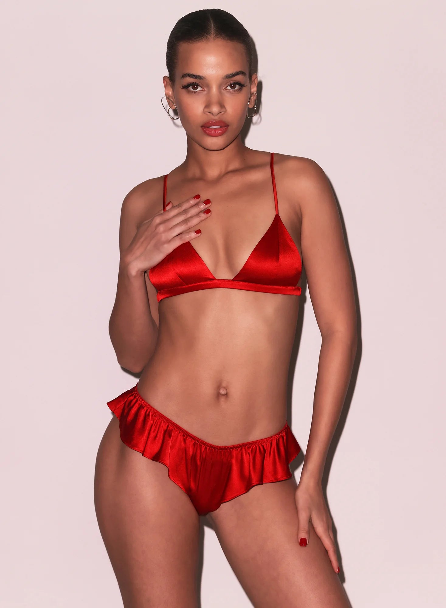 Molded Luxe Triangle Bra | Red