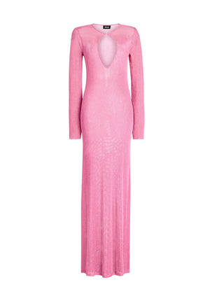 Seroya Carmel Metallic Knit Maxi Dress | Bubblegum Pink