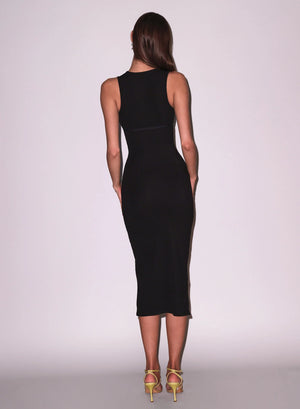 Fleur Du Mal Hourglass Rib Midi Dress | Black