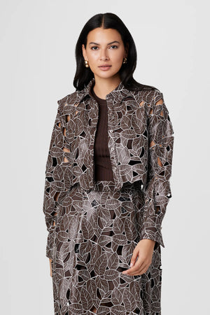 Toccin The Beatrix Lace Vegan Leather Top