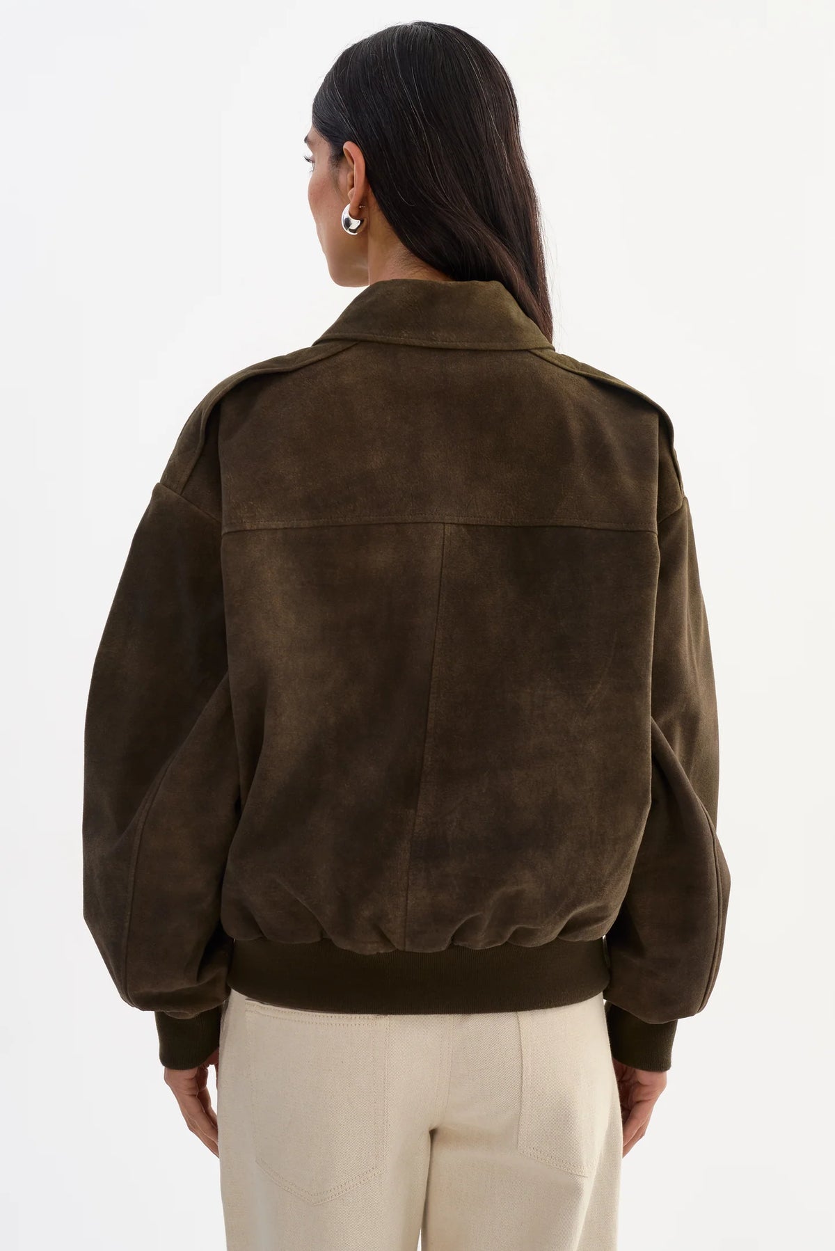 The Trevanna Suede Bomber Jacket | Brown