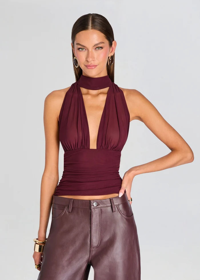 Kelsey Lori Mesh Top | Bordeaux