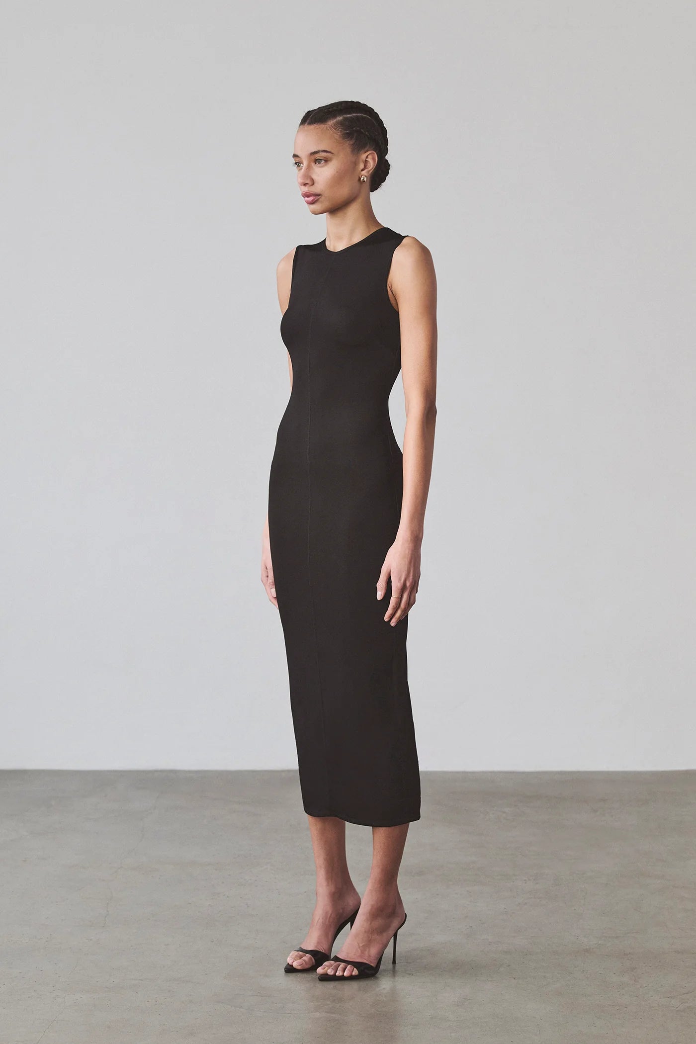 Jessica Midi Dress | Black Sheer