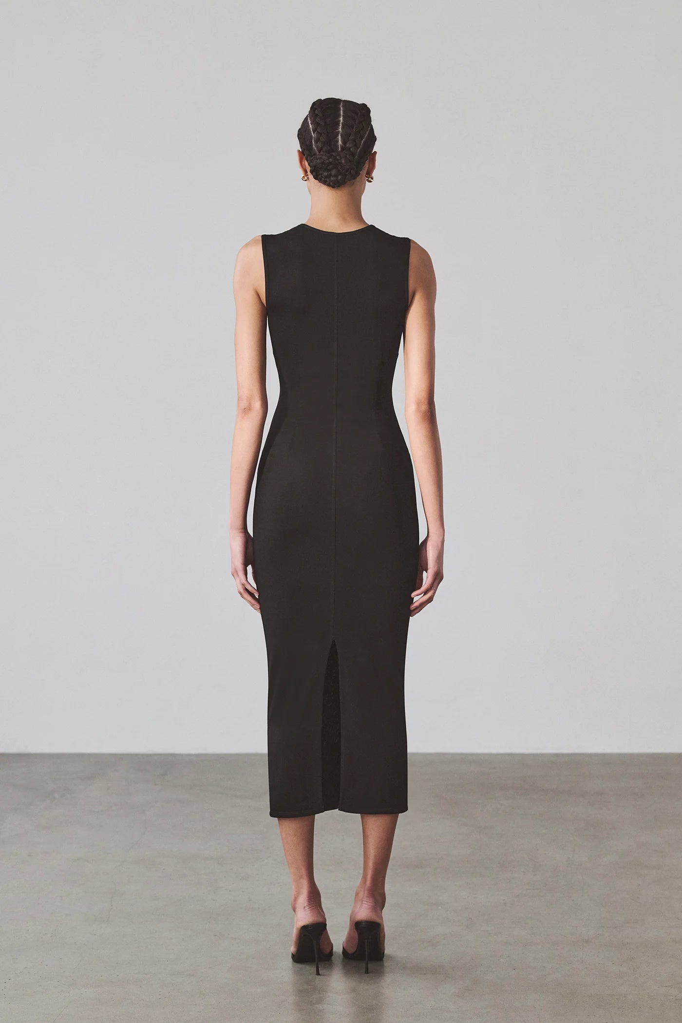 Jessica Midi Dress | Black Sheer