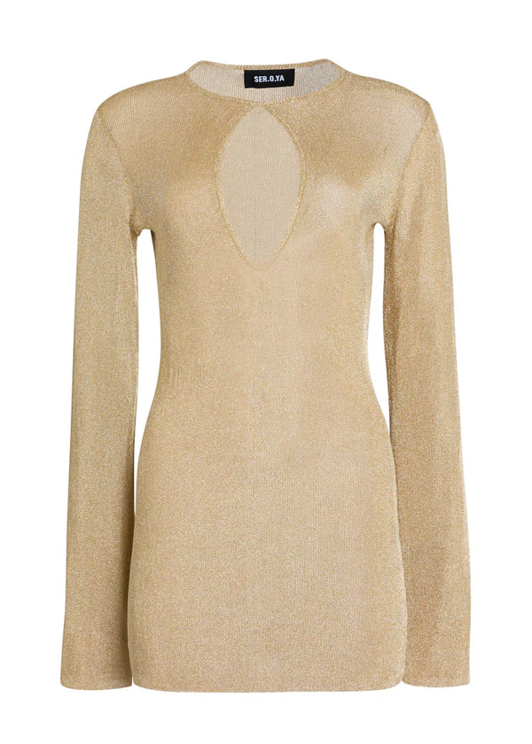 Seroya Emeri Metallic Knit Mini Dress | Gold