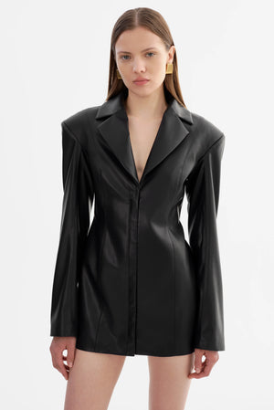 LaMarque Bendetta Faux Leather Blazer Dress