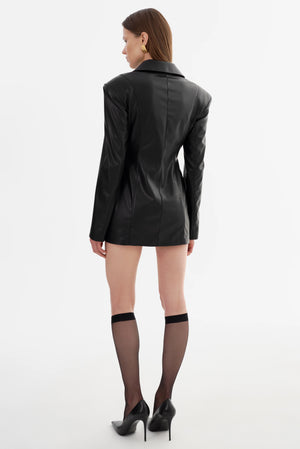 LaMarque Bendetta Faux Leather Blazer Dress