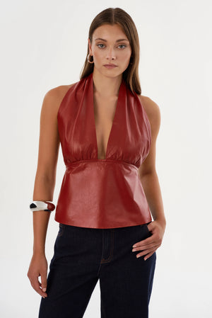 LaMarque Bethany Faux Leather Top | Red