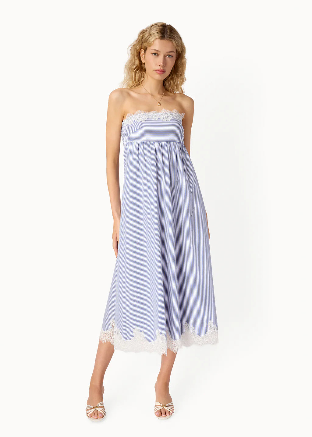 Kacey Strapless Dress | Down Blue Stripe