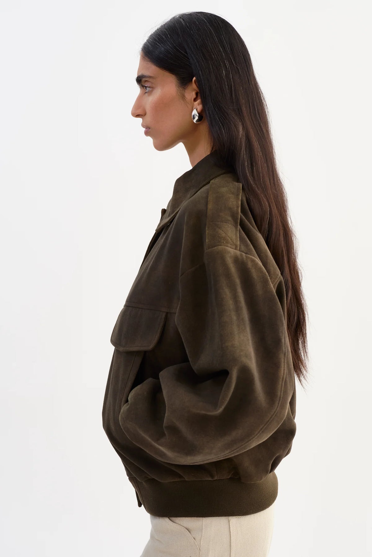 The Trevanna Suede Bomber Jacket | Brown
