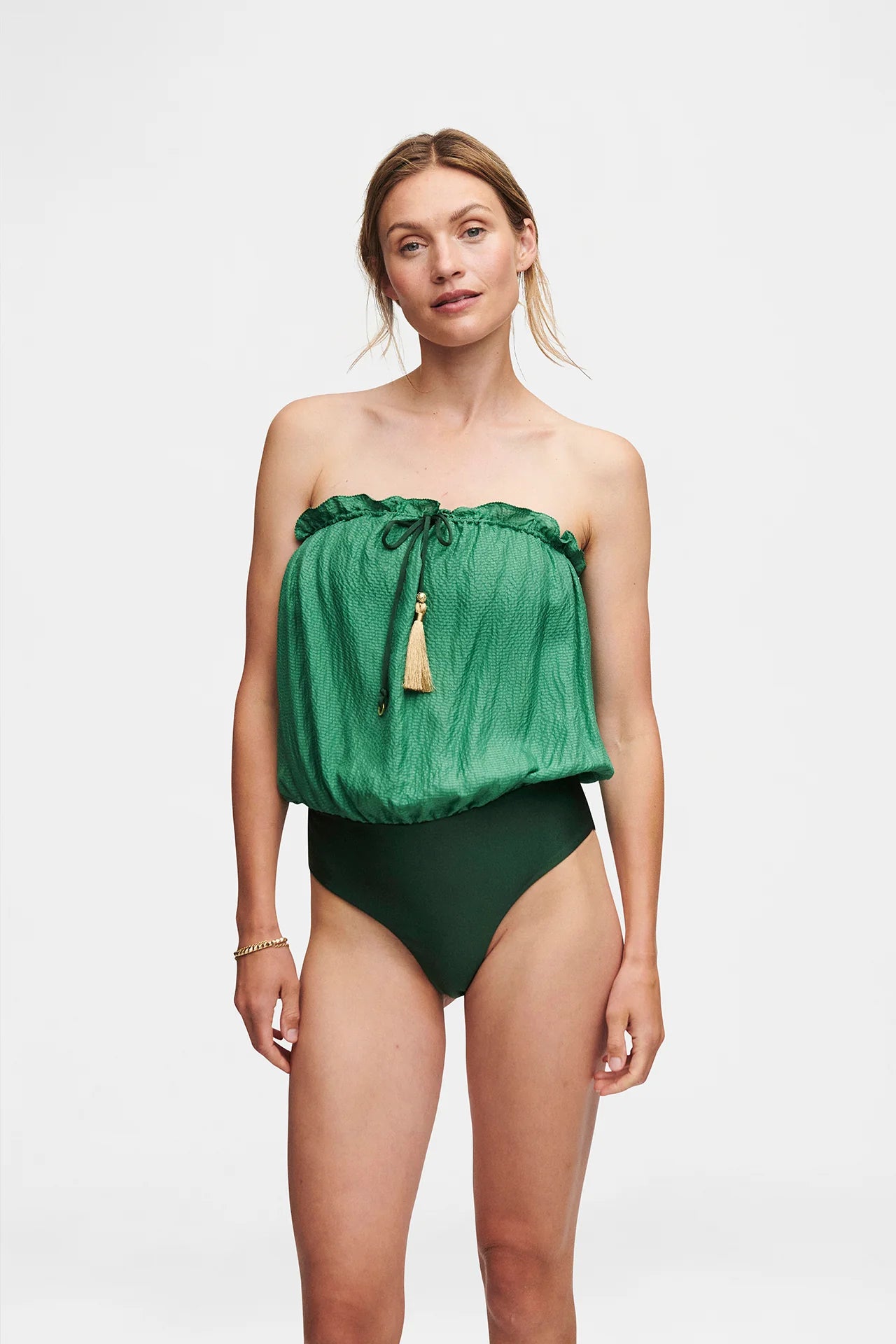 Bandeu Silk Bodysuit | Green