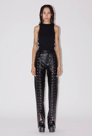 Saemdi Lace Up PU Pant