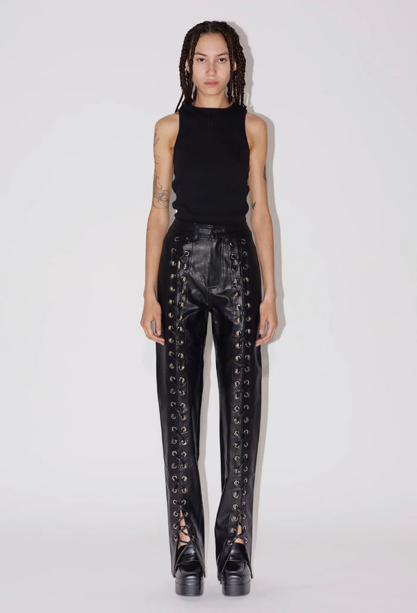 Saemdi Lace Up PU Pant