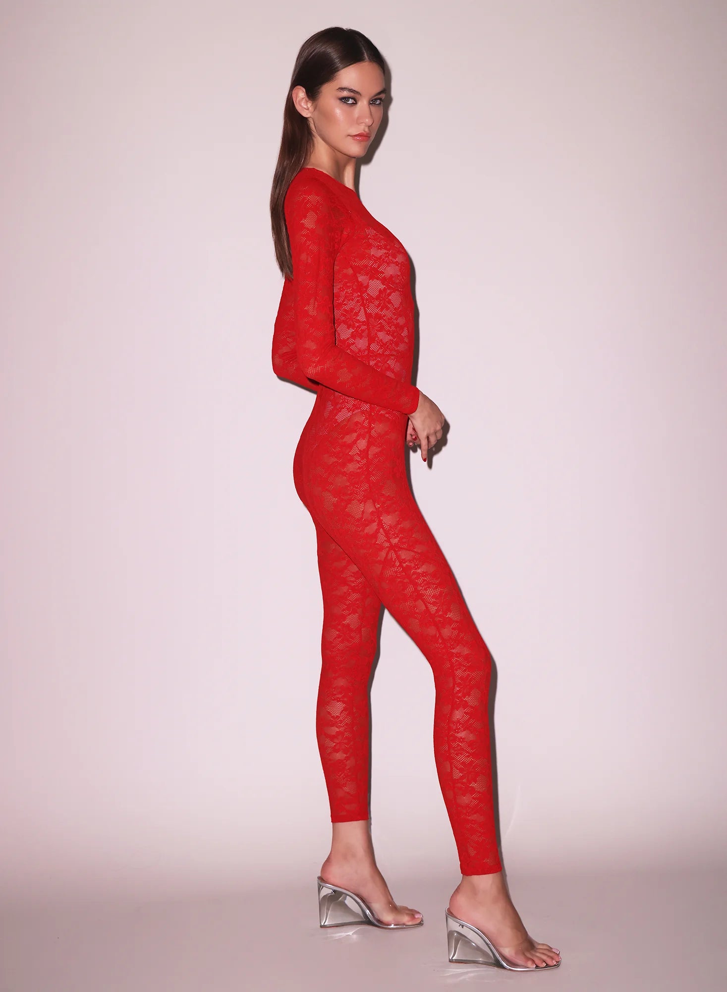 Lace Catsuit | Ruby Red