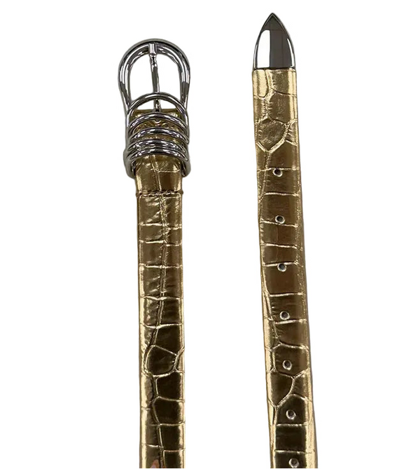 Déhanche Hollyhock Mirror Croc Embossed | Gold/Silver