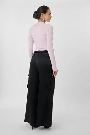 Toccin Maia Slik Satin Cargo Pants | Black