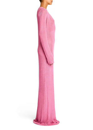 Seroya Carmel Metallic Knit Maxi Dress | Bubblegum Pink