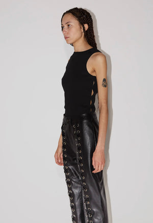 Saemdi Lace Up PU Pant
