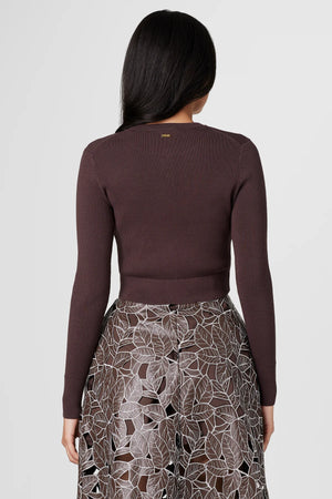 Toccin Zoe Slim Fit Cropped Button- Down Cardigan | Espresso