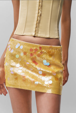 Danielle Guizio Low Rise Paillette Skirt | Honey Butter