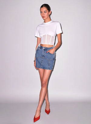 Fleur Du Mal Sabrina Corset T-Shirt | Ivory