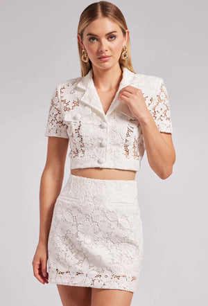 Generation Love Sabrina Lace Mini Skirt | White