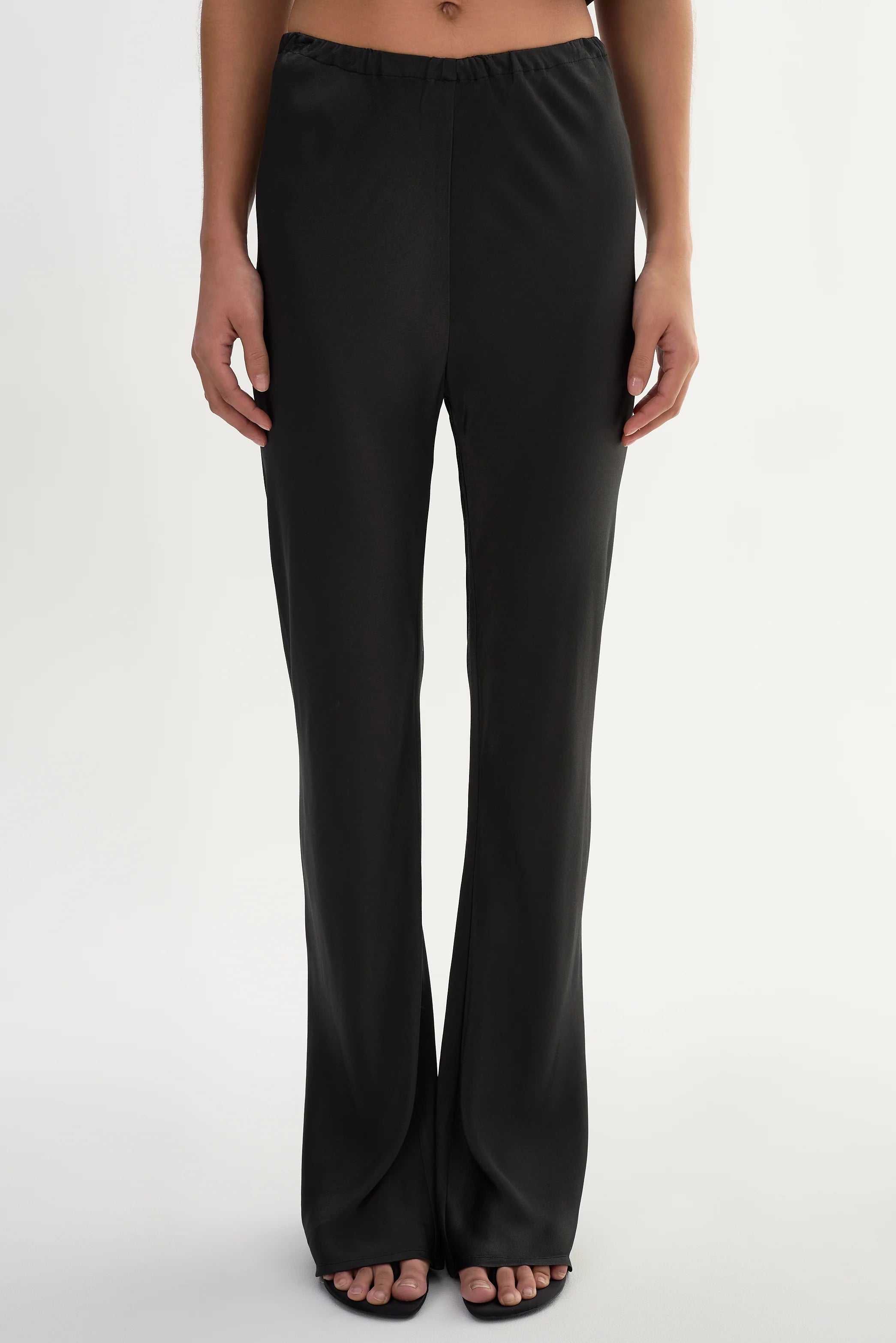 Emile Bias Cut Pull-on Satin Pants | Black