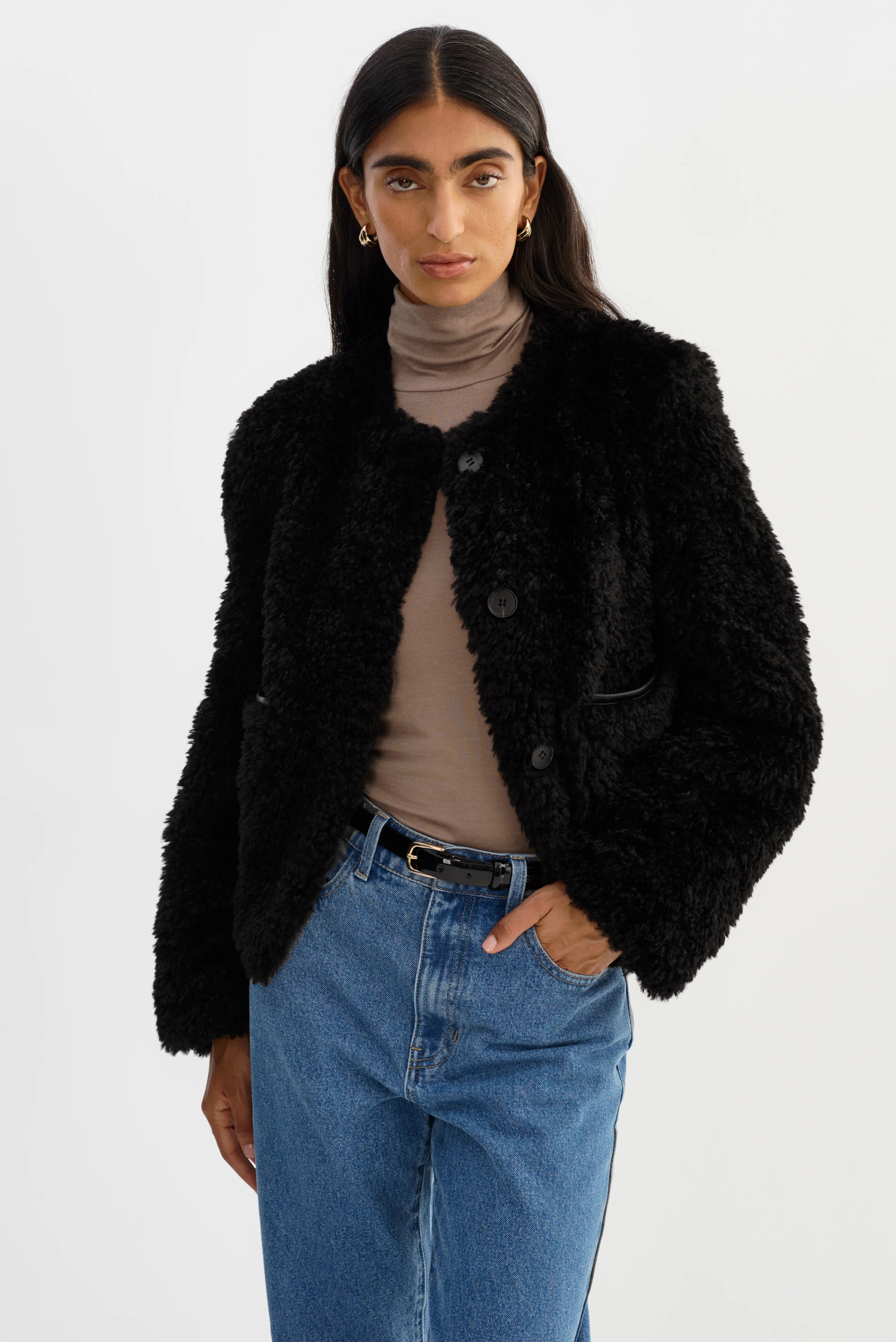 Emilia Sherpa Jacket | Black